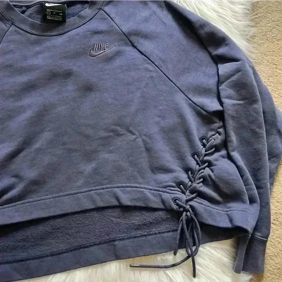 Nike Crewneck Cropped Pullover Sweatshirt with Side Laceup Small - Picture 3 of 4